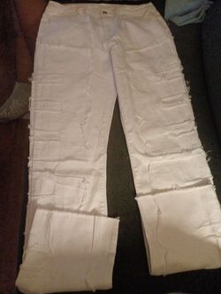 White Distressed Ripped Jeans