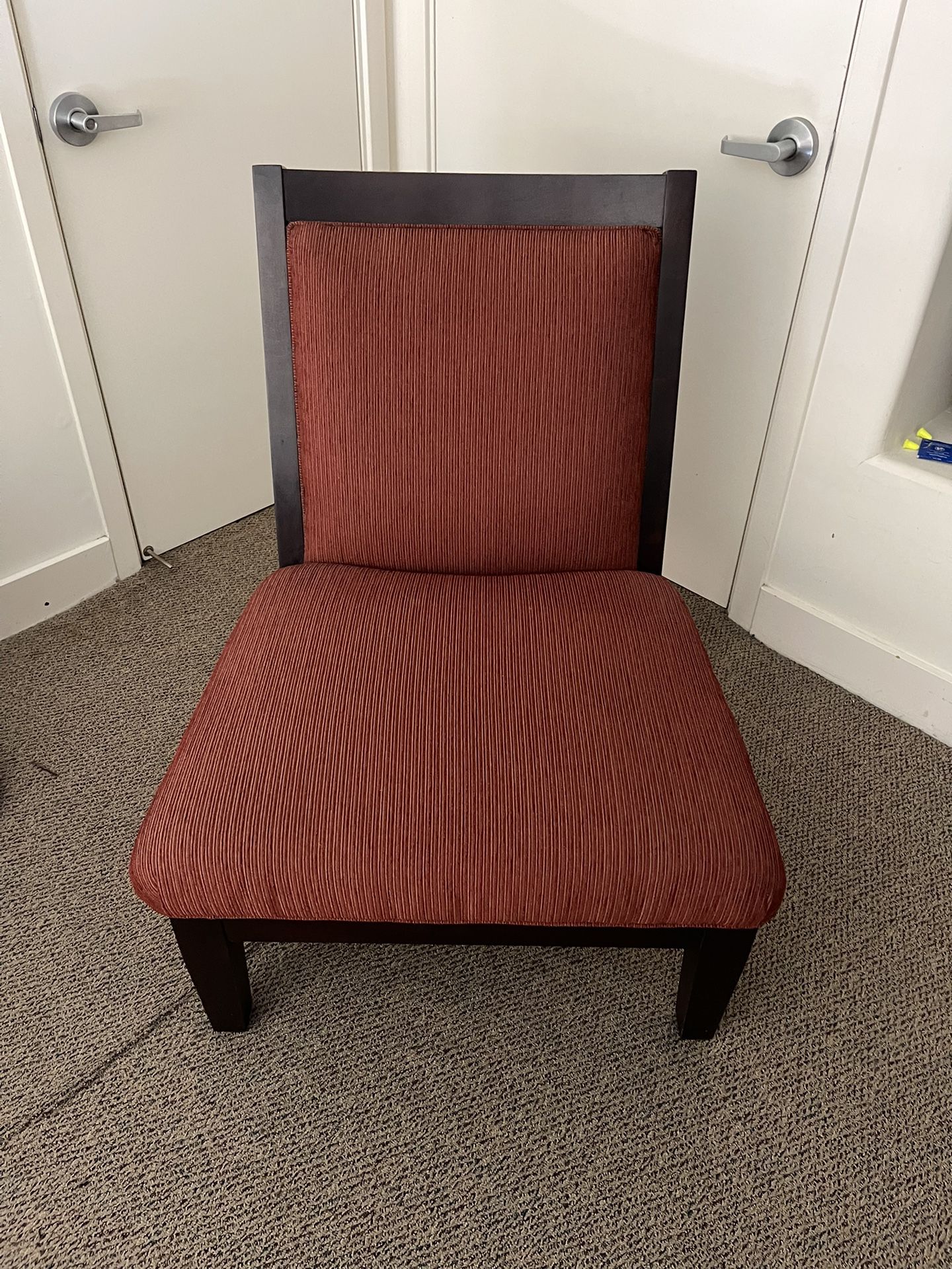 Red Chair With Walnut trim