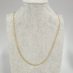 14k Yellow Gold Diamond-Cut Rope Chain Necklace Twisted Textured Design 18"