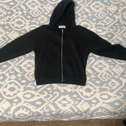 Hollister Black Boxy Fit Zip-Up Hoodie – Size M 