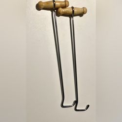 Boot Hooks, A tool to assist in pulling on Boots  W/ Comfortable Wooden Handles