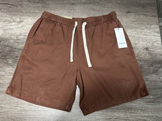 Goodfellow Pull-On Shorts Brown Drawstring Elastic Waist Pockets 7" Inseam