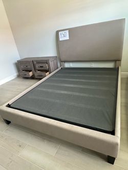 Upholstered Bed Frame with 2 Matching Nightstands — $500 OBO