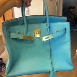 Hermes Birkin Bag Tiffany Blue Beautiful Color Preloved 