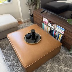 West Elm Leather Ottoman / Coffee Table
