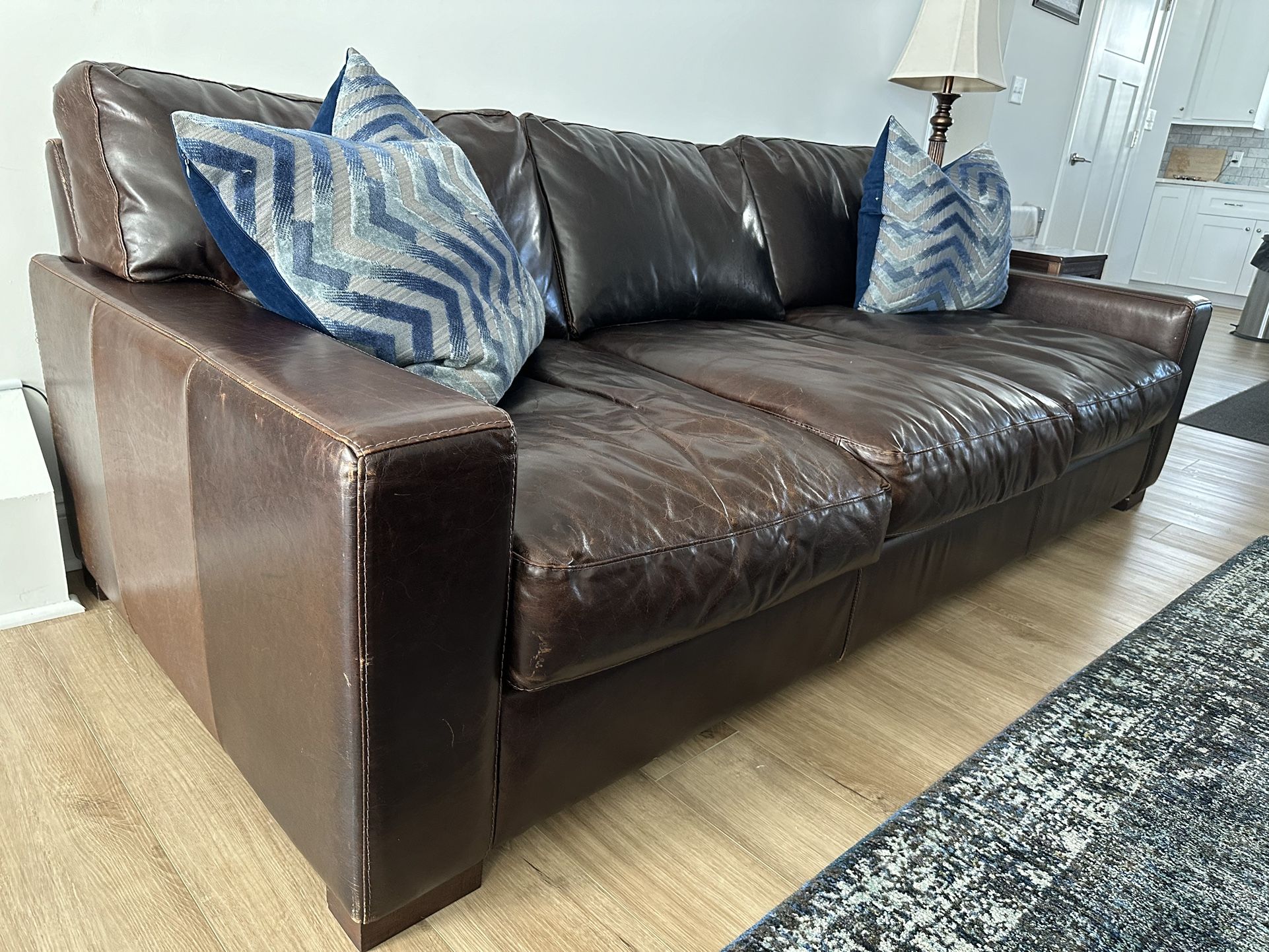 2 Piece Oversized Leather Sofas