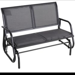 Outsunny 2-Person Outdoor Glider Bench Patio Double Swing Rocking Chair Loveseat w/Power Coated Steel Frame for Backyard Garden Porch, Grey