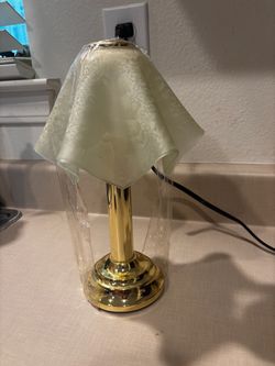 Small Brass candle Table Lamp with White Shade