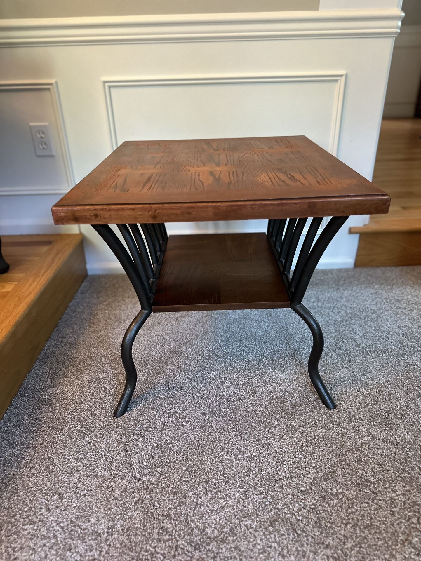 Solid Wood and Metal Side/End Table