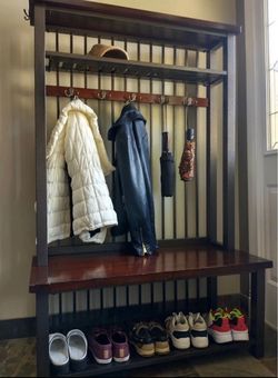 Excellent metal and wood bench hangar