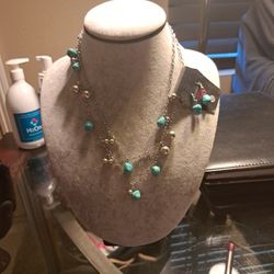 Paparazzi Earrings And Necklace Set Chain Pendants Stone