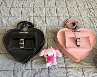 Dr Marten crossbody bag/ backpack hearth shaped PINK & BLACK Leather