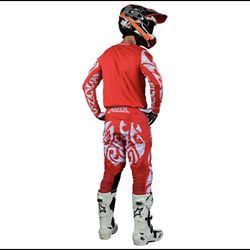 Troy Lee GP Pro Hazy Friday Dirt Bike Pants and Jersey Red/ White Size 32 & L