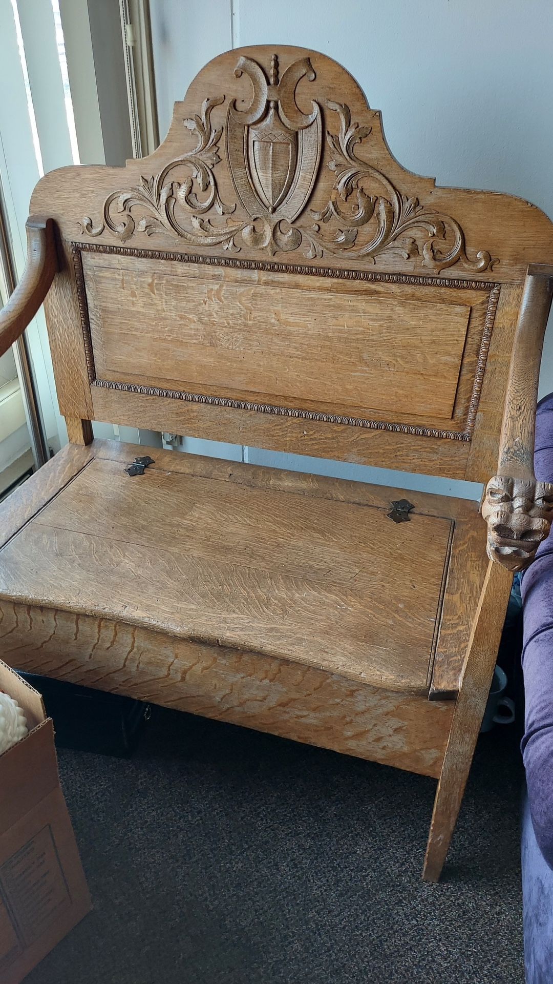 Antique Solid Wood Storage Bench