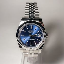 Seiko Mod DateJust 40mm | Stainless Steel | Navy Blue Dial | Stick Markers | Jubilee |