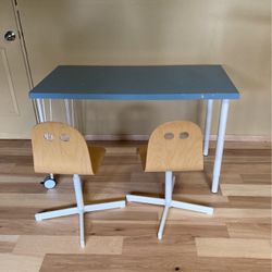 IKEA Craft Table And Wooden Chairs 