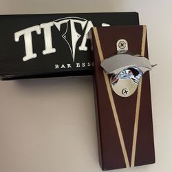 New Titan Stainless Steel And Wood Wall Hanging Bottle Opener 