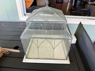 Glass and Metal Greenhouse Terrarium