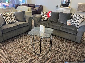 GRAY SOFA AND LOVESEAT // WE DELIVER 