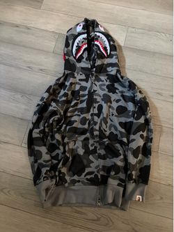 grey bape hoodie size small
