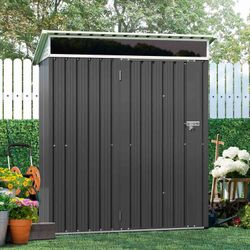 New 5x3 Ft Outdoor Storage Shed, Waterproof Metal Shed, Small Garden Tool Storage Shed with Large Window and Door with  New in box ITRMWIN-Gray *  * M