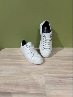 Duca shoes casual sneakers white woven leather calf