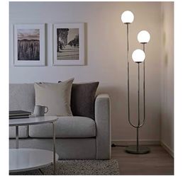 I kea Simrishamn Floor lamp with LED Bulb Chrome Plated Opal Glass