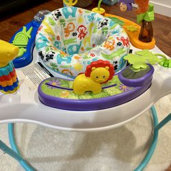 Fisher-Price Colorful Light Up Comfy Animal Activity Baby Jumperoo Bouncer Toy