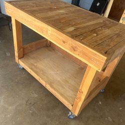 100% Wood work cart with wheels 