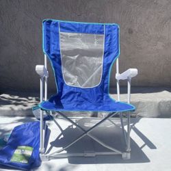 Mainstays Folding Hard Arm Beach Bag Chair, Blue