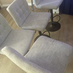 Bar Stools Set of 4, Modern Swivel Bar Chairs, Adjustable Upholstered Barstools Counter Height with Full Backrest for Bar, Dining Room, Kitchen Island