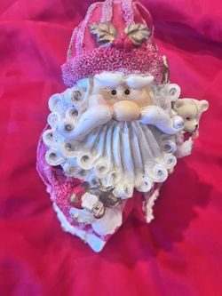 Christmas  Vintage-Style Santa Claus Figurine with Teddy Bear & Gifts - Hand-Painted Holiday Decor