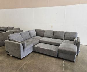 Sleeper Sofa with Reversible Storage Chaise Coddle Luke Queen - Gray, Like new