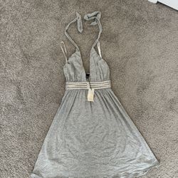 Sky Gray Halter Mini Dress RhineStones Size XS