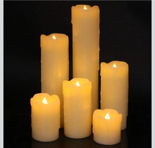 Eldnacele Flickering Flameless Candles with 6 Hour Timer Battery Operated (Battery Included) Dripping Real Wax LED Pillar Candles for Dinner Home Indo