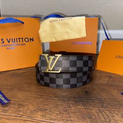 Brand New Gold Buckle / Checkered Belt Designer Belt with Bag 