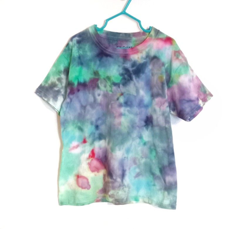 Kids boys girls tie dye t shirt blue green purple red size XS cotton new retro