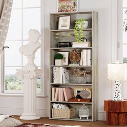 Bookshelves and Bookcases Floor Standing 6 Tiers Display Storage Shelves 70 in Tall Bookcase Home Decor Furniture for Home Office, Living Room, Bed Ro