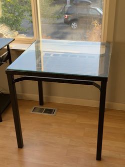 IKEA MELLTORP / GLASHOLTT Square Glass Top Table (Modern Desk or Small Dining Table)
