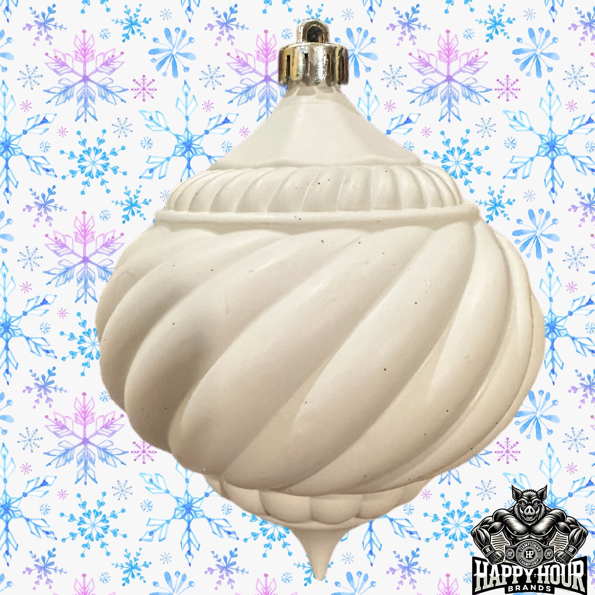 White Elegant Christmas Ornament Shatter Proof 5 Inches Pre Owned