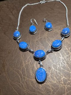 Opal necklace and earrings set