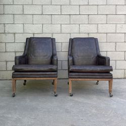 Leather Vintage Antique Mid Century Modern Chairs