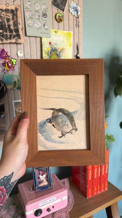 Vintage Framed Tortoise Watercolor 5x7 Print