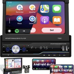 7in Single Din Car Stereo,Apple Car Play,Touchscreen,Bluetooth,Back Up Camera