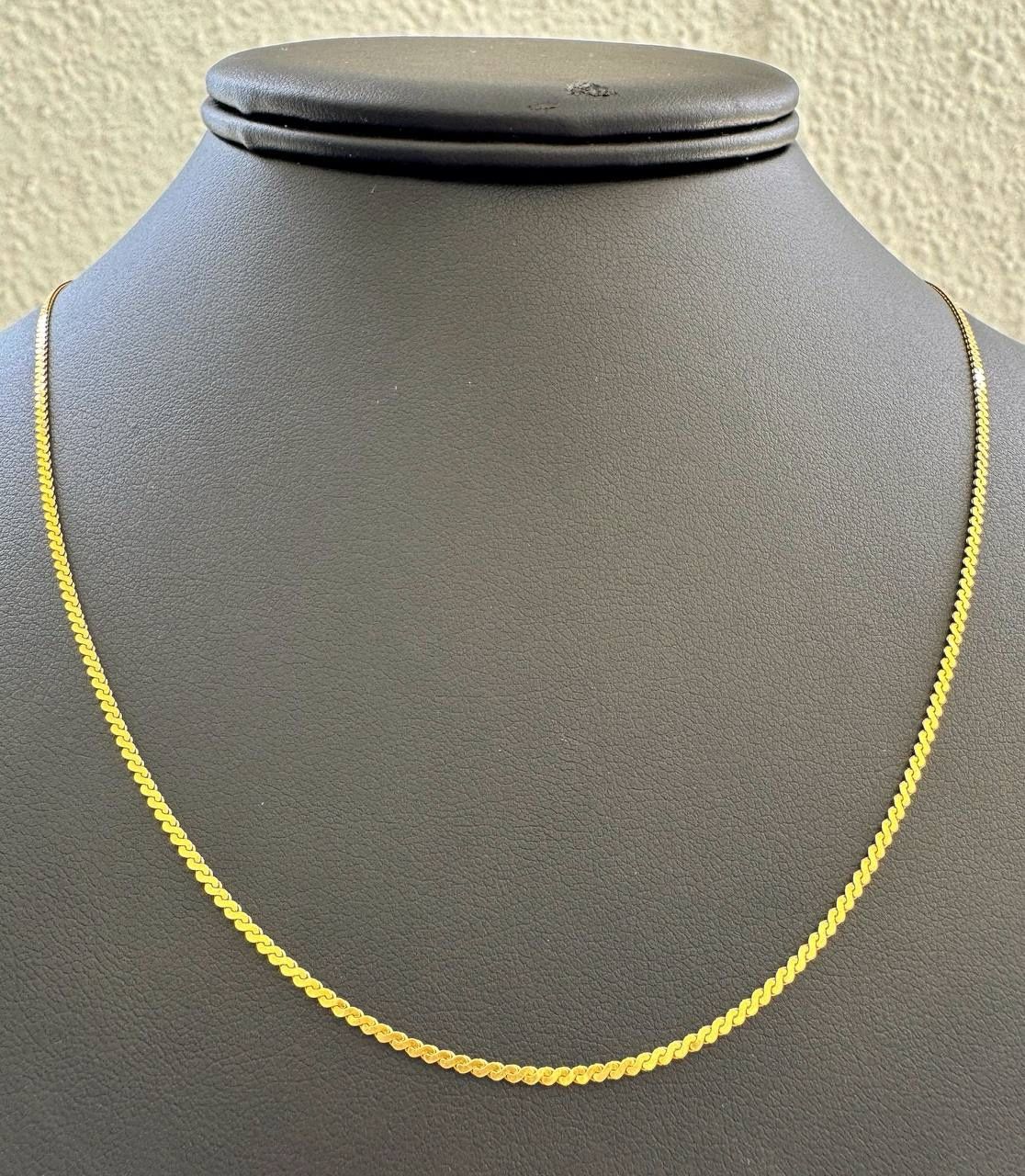 Vintage Jewelry 14k yellow gold wave necklace chain 24.00" 1.25mm width