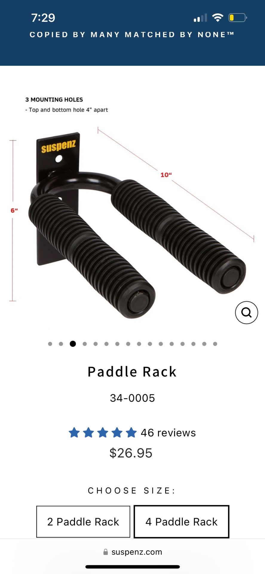 Suspenz Kayak Paddle Holder