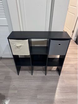 Black 9-Cube Storage Organizer + 2 Bins – 35.25x34.5x9.5”