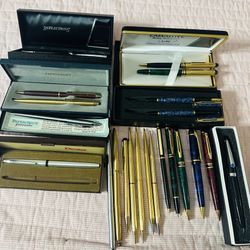 Vintage Pen Collection – Ladis -Waterman, Paper Mate, Pentel, Executive & Gold-Plated Sets
