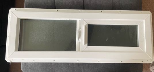 Ply Gem Bathroom window 35.5 in. W x 11.5 in. H Left-Handed White Vinyl Sliding Window with HPSC Obscure Glass, Screen Included