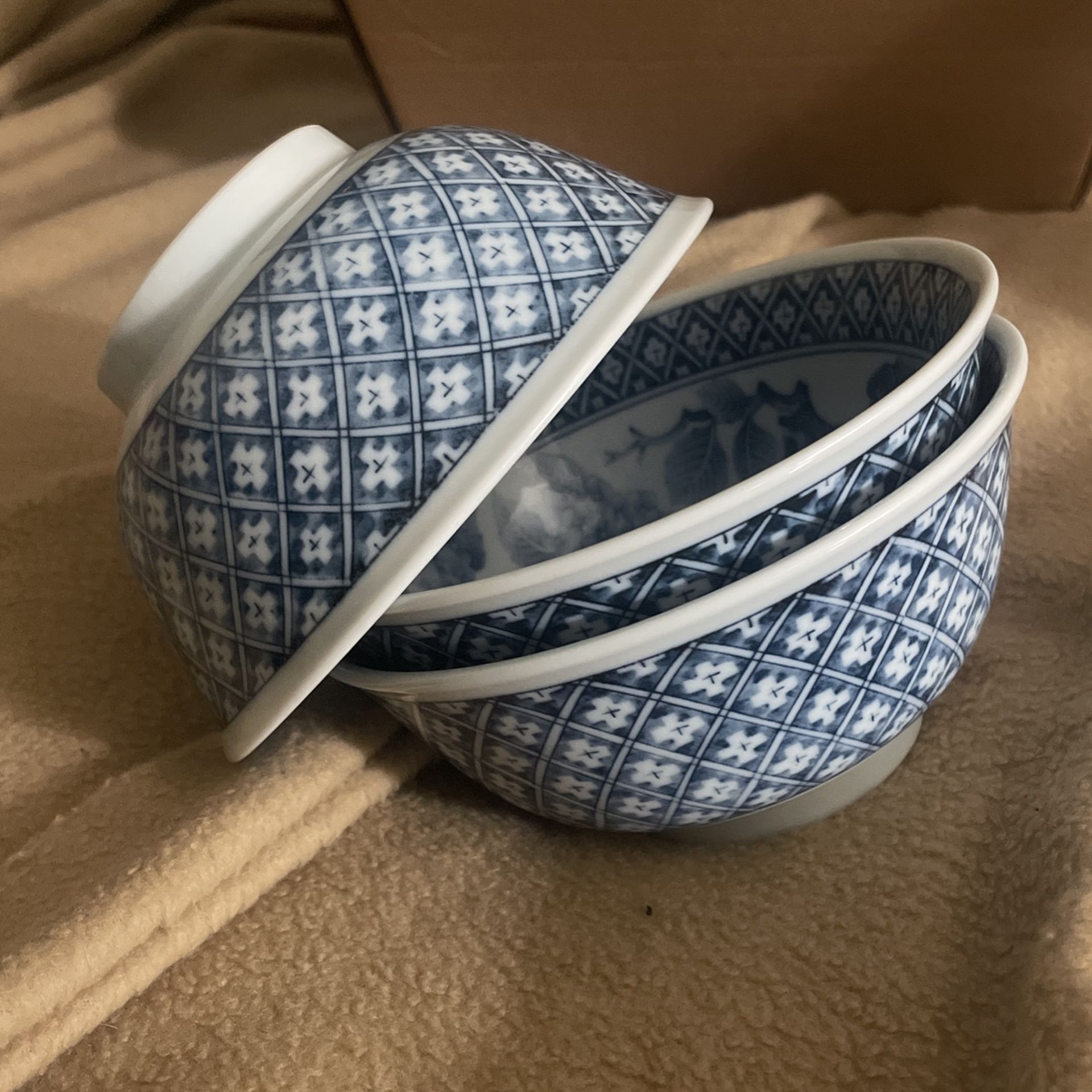 Antique Chinese Blue And White Porcelain Bowls